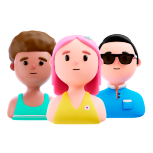 Ícone no estilo 3d de três pessoas, simbolizando motorista livre